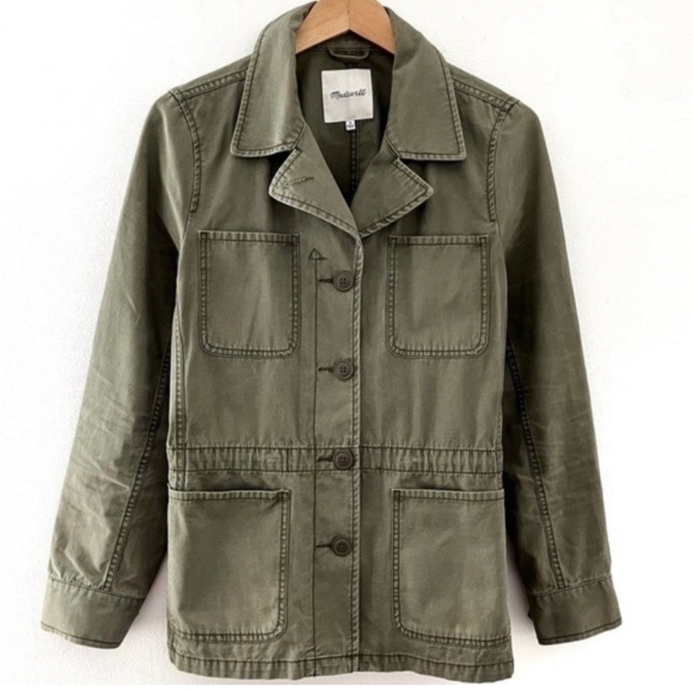 Madewell Military Green Chore Coat Spring Adjustable Waist Cotton